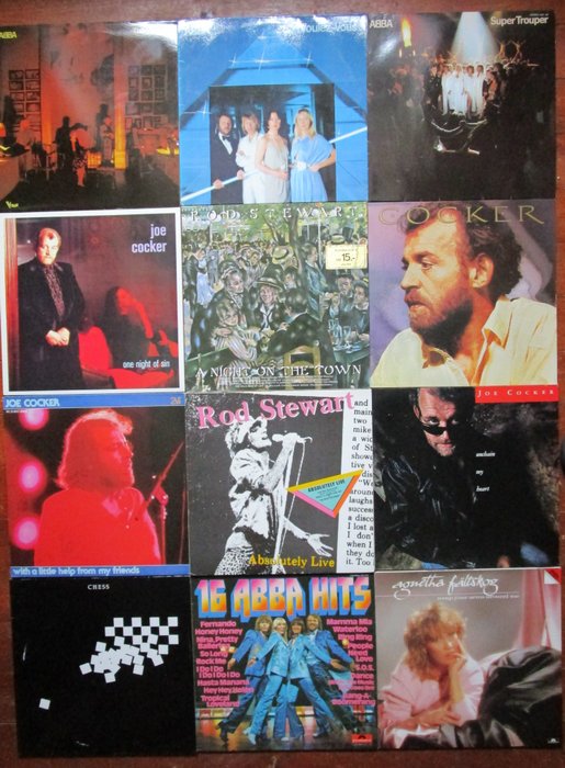 ABBA, Joe Cocker, Rod Stewart - 12 Albums incl. 3 Double Albums - Titluri multiple - Disc vinil - 1976