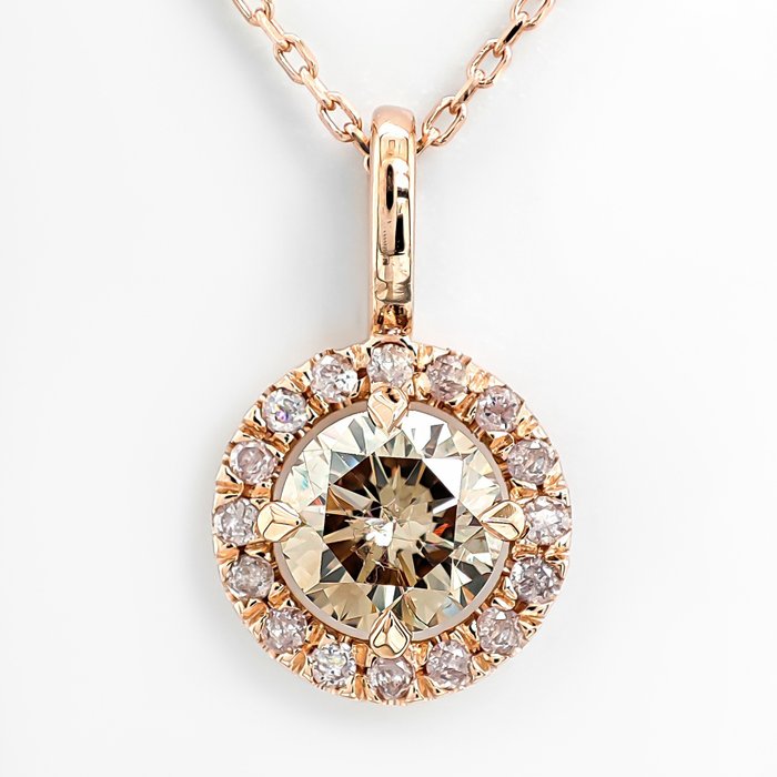 Nincs minimálár - Függő Rózsa arany Gyémánt  (Megnövelt tisztaságú) - Gyémánt