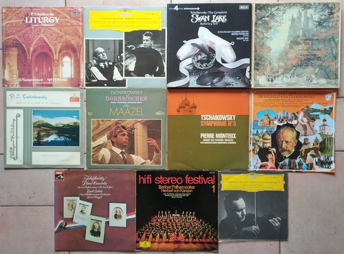 10 LPs, 2 boxes, a 10" and a single by the composer Pyotr Ilyich Tchaikovsky Pyotr Ilyich Chaykovsky - LP - 1959