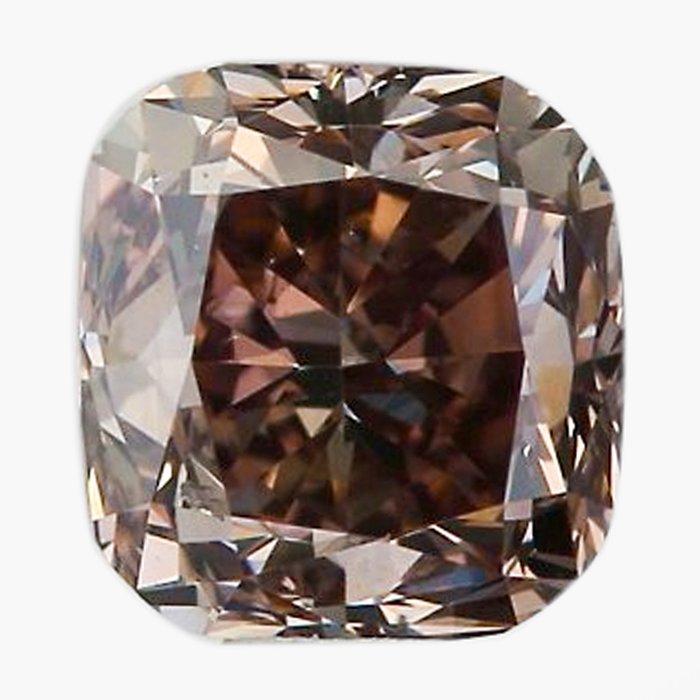 1 pcs 钻石 - 1.15 ct - 方形, 枕形, 混合切割 - 中彩褐带粉 - VS2 轻微内含二级