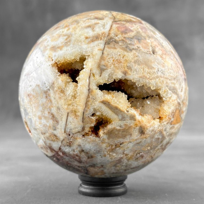 FĂRĂ PRET DE REZERVĂ - Minunată sferă de piatră din cristal galben pe suport personalizat Cristal- 1900 g - (1)