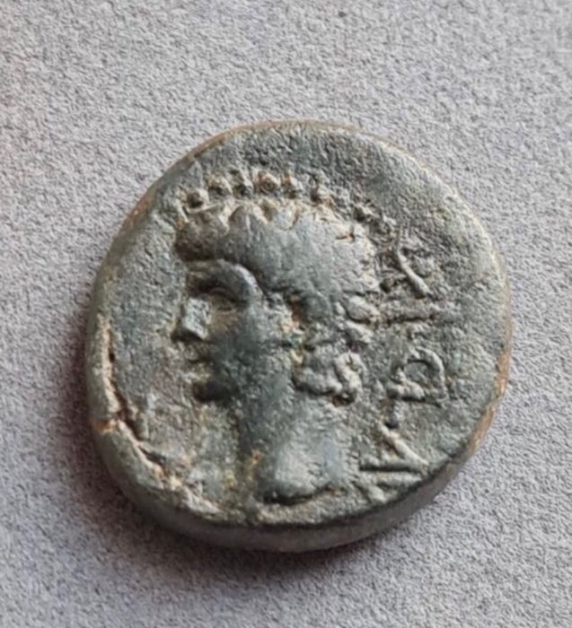 Macedónia, Philippi. Claudius (AD 41-54). Æ - Sacerdote con yunta de bueyes