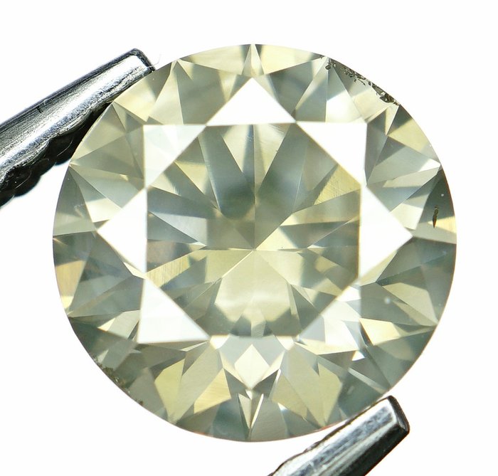 Diament - 1.05 ct - Okrągły genialny - Natural Fancy Light Yellowish Green  - No Reserve - I1 (z inkluzjami)