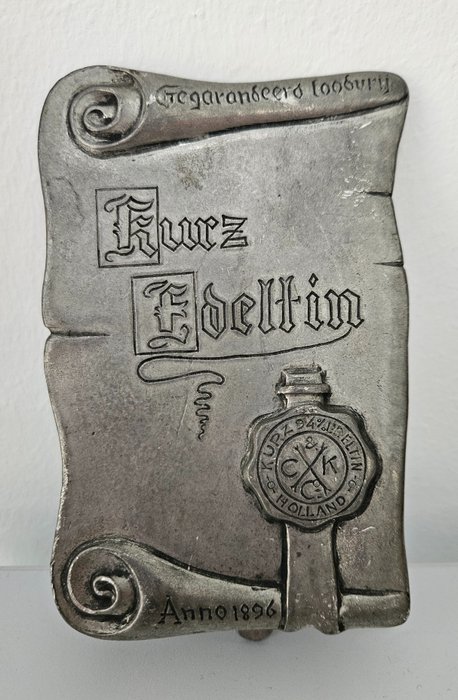 Kurz Edeltin - Plakette - Zinntafel, Kurz Edeltin, Anno 1896 - Hartzinn/ Zinn
