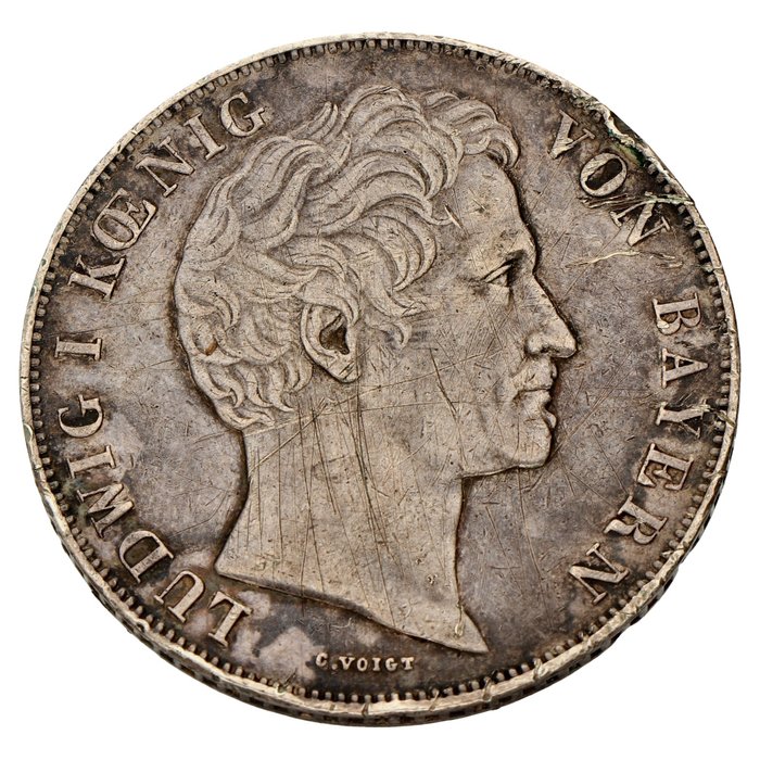 德国， 巴伐利亚. 2 gulden 1845