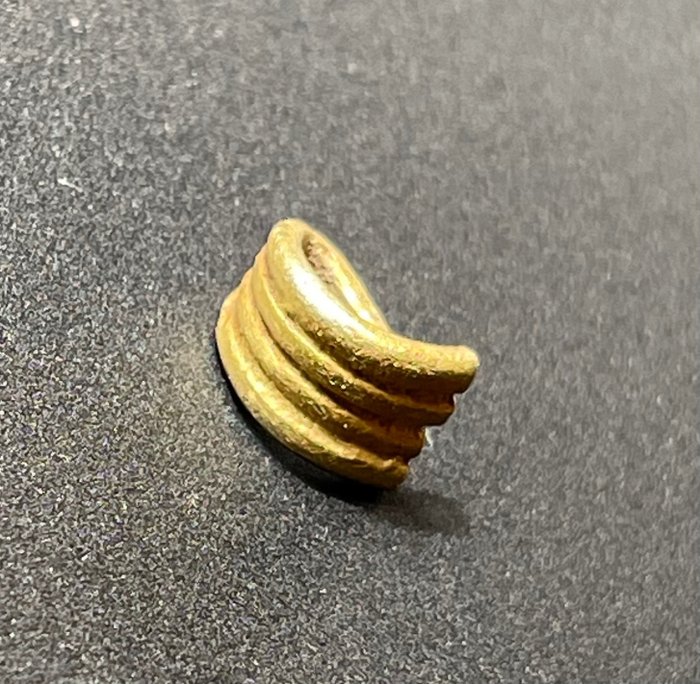 Kelttiläinen Kulta Tyylikäs korvakoru (käytettävä riipuksena), muotoiltu tyyliteltyksi kuoreksi. Itävallan