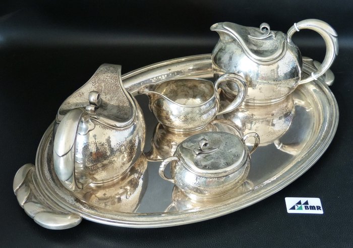 Σερβίτσιο καφέ και τσαγιού (1) - Kernstück mit Prunktablett, 5-teilig - Mailand - - .800 silver