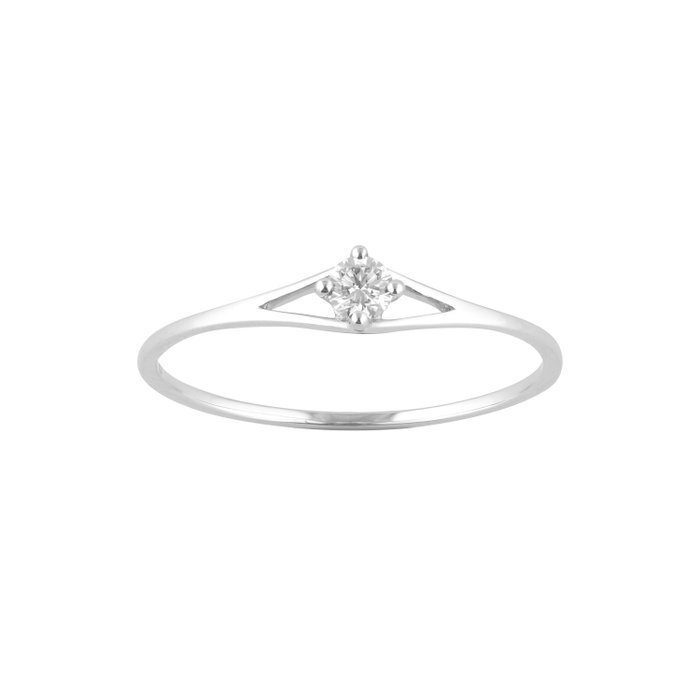 Utan reservationspris - Ring - 18 kt Vittguld -  0.10 tw. Diamant  (Natural) 