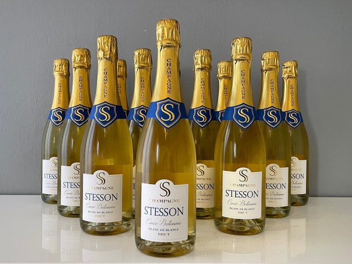 Champagne Stesson - Cuvée Bellissime - Champán Blanc de Blancs - 12 Botellas (0,75 L)
