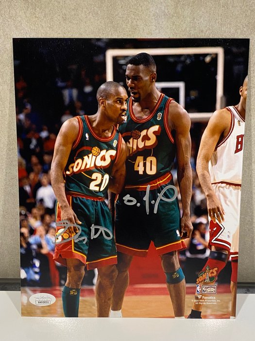 Gary Payton and Shawn Kemp signed (JSA) - NBA Photograph 
