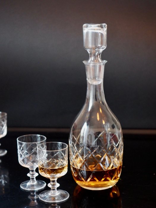 Service de boisson (9) - Ensemble de verres à cognac avec carafe - Cristal