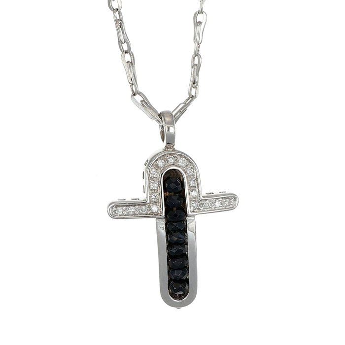 Zancan - Halsband med hänge Vittguld, 18 karat Diamant - Onyx 