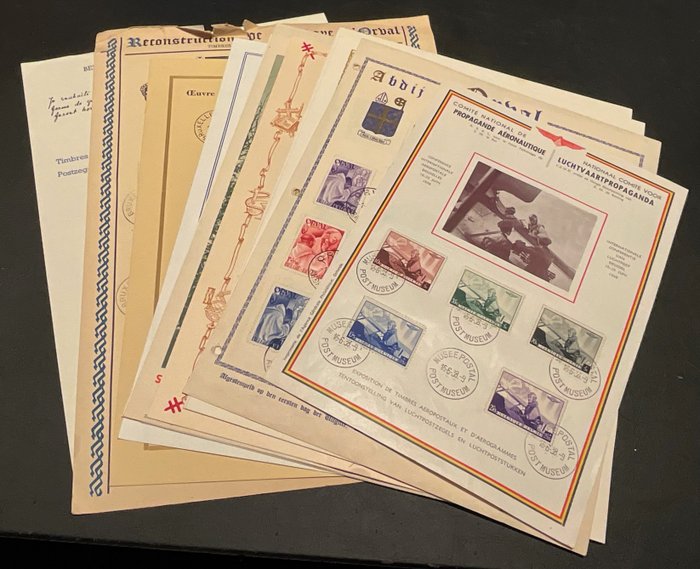Bélgica 1938/1949 - Lote de Folhas Comemorativas - Série completa com carimbo de ocasião - LINDO INTEIRO