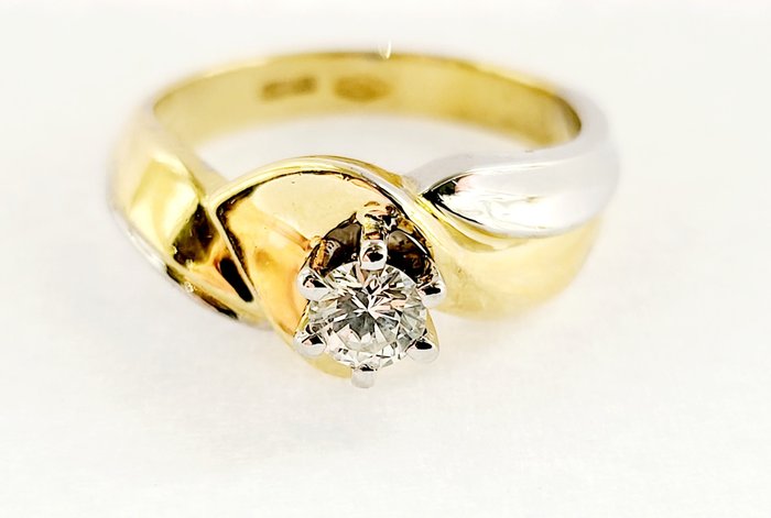 戒指 - 白金, 黃金  0.27ct. 圓形 鉆石 