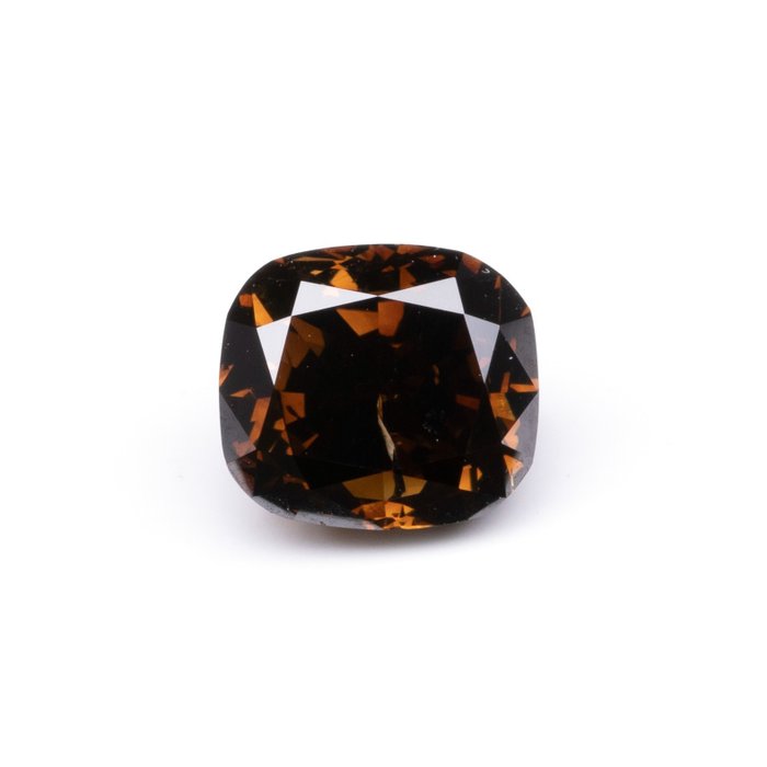 1 pcs 鑽石 - 2.07 ct - 枕形, 混合切割 - 艷深橙啡色 - I1