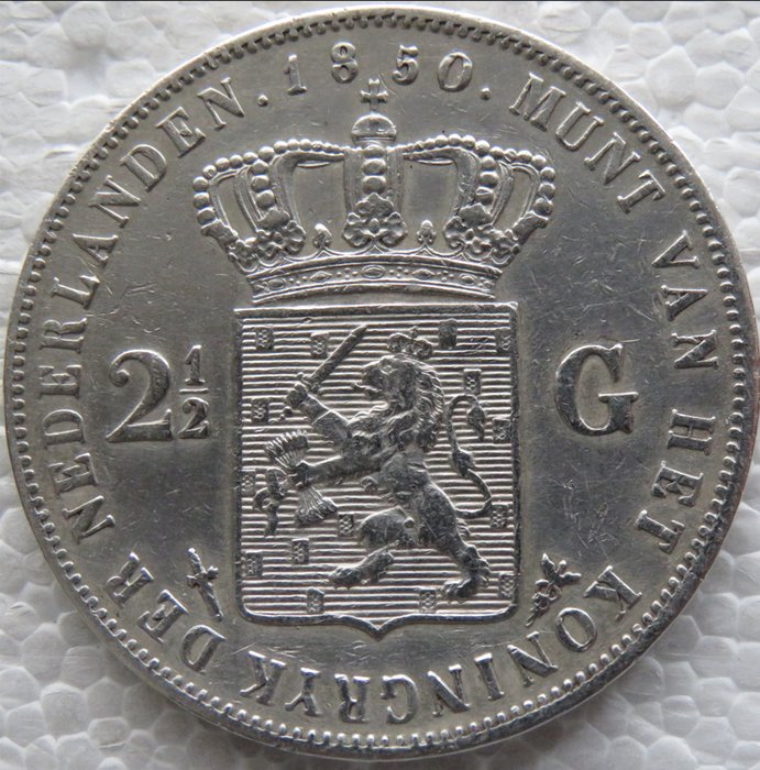 荷兰. Willem III (1849-1890). 2 1/2 Gulden 1850