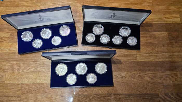 Venäjä. 5 Roubles / 10 Roubles 1980 Olympic Games Moscow (3 sets)
