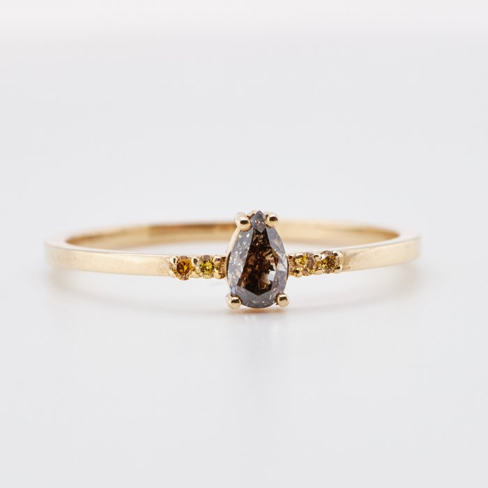 No Reserve Price - 0.26 tcw - Fancy Brown - 14 karat Gull - Ring Diamant