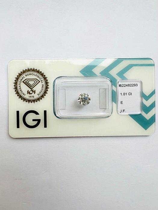 1 pcs Diamant  (Natur)  - 1.01 ct - E - IF - International Gemological Institute (IGI)