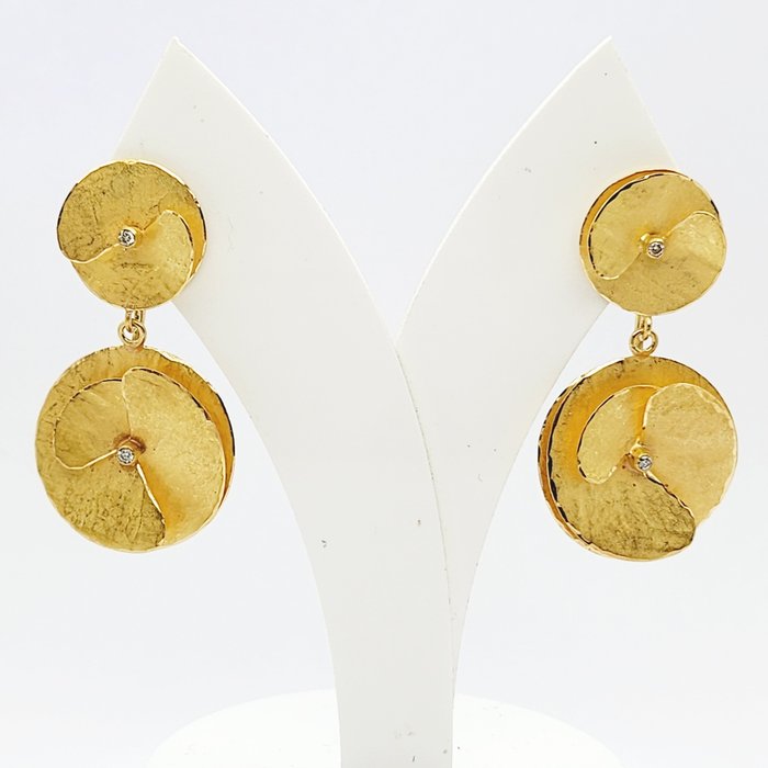 Σκουλαρίκια Κίτρινο χρυσό Διαμάντι  (Φυσικό)