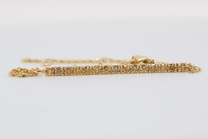 No Reserve Price - 0.62 tcw -  Fancy Vivid to Deep Mix Yellow - 14 kt Gelbgold - Armband Diamant