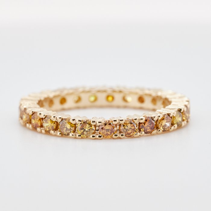 No Reserve Price - 1.15 tcw -  Fancy Vivid to Deep Mix Yellow - 14 karaat Geel goud - Ring Diamant