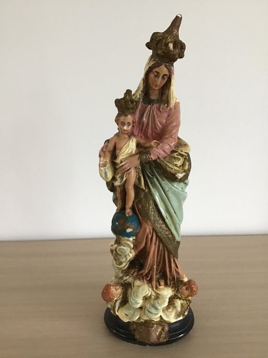Christelijke voorwerpen - Heilige Moeder Maria met kindje Jesus (1) - Gips - 1850-1900