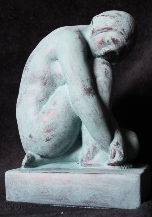 Skulptur, Vrouwelijk naakt (10 kg) - 32 cm - Gips