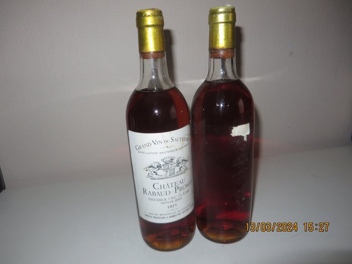1971 Château Rabaud-Promis - Sauternes 1er Grand Cru Classé - 2 Flasker  (0,75 l)