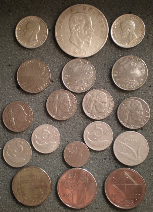 Italien. 18 monete inclusi argenti - Regno e Repubblica