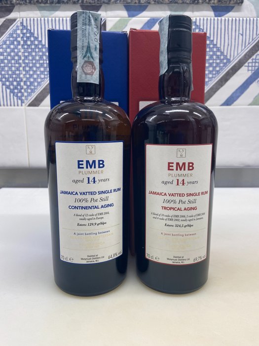 Monymusk 14 years old Velier - EMB Plummer Aging Continental vs Tropical - 70 cl - 2 flaskor