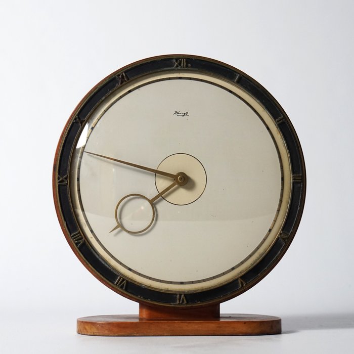 Clock - Table clock - Kienzle - Heinrich Möller - Bauhaus - Brass, Glass, Wood - 1930-1940