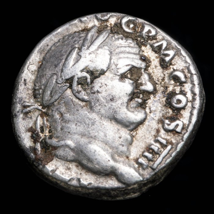Rooman imperiumi. Vespasian (69-79 aaj.). Denarius Rome  - AVGVR TRI POT, priestly implements