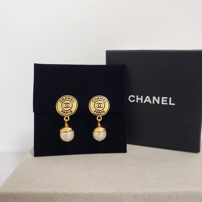 Chanel - Aranyozott, Műgyöngy - Drop fülbevaló