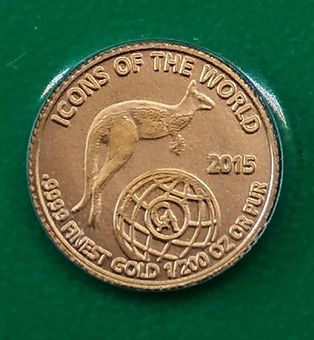 Ρουάντα. 10 Amafranga 2015 Icons of the World - Kanguru - 1/200 Oz (.999)
