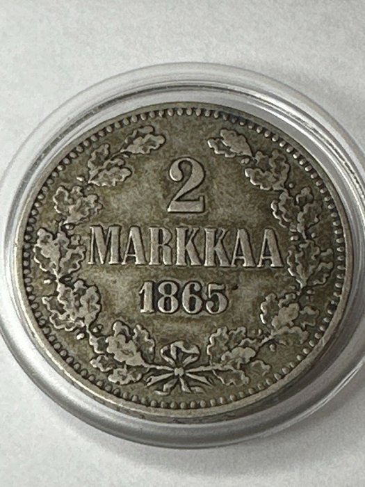 芬兰（俄罗斯帝国统治下）. 2 Markkaa 1865  (没有保留价)