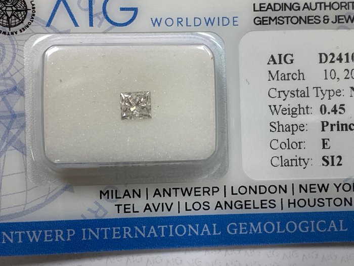 1 pcs Diamanten - 0.45 ct - Prinzess - E - SI2, No reserve price