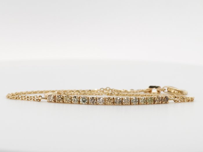 No Reserve Price - 0.62 tcw - Light to Fancy Mix Yellow - 14 kt Gult guld - Armband Diamant