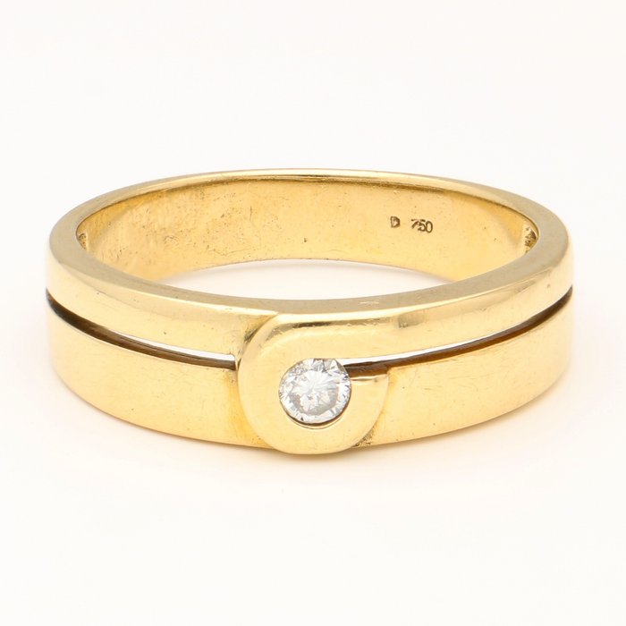 Pierścionek - Żółte złoto  0.06ct. okrągły Diament 