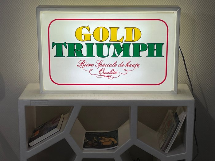 Reclamebord met achtergrondverlichting - Dubbelzijdig lichtbord Gold Triumph - Plastic, Staal