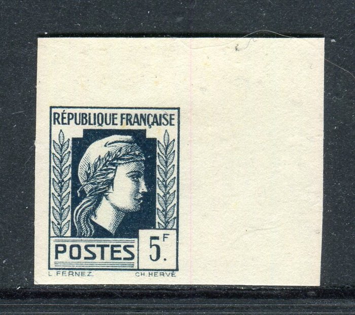 法國 1944 - 超稀有非 Emis du n° 645 Neuf ** Coin de Feuille