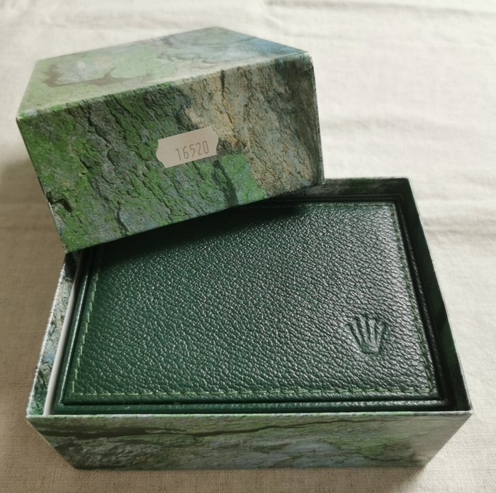 Rolex - vintage leather green box t1 ref. 68.00.55/out box stickers 16520