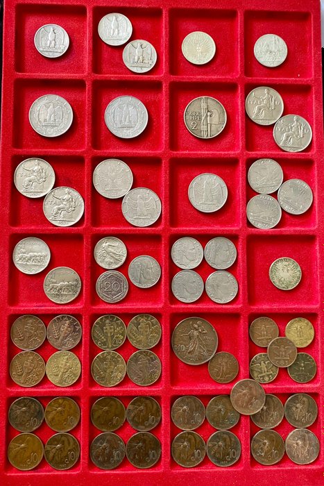 Italia, Regatul Italiei. Lotto 60 Monete con 5 Argenti 1900/1943  (Fără preț de rezervă)
