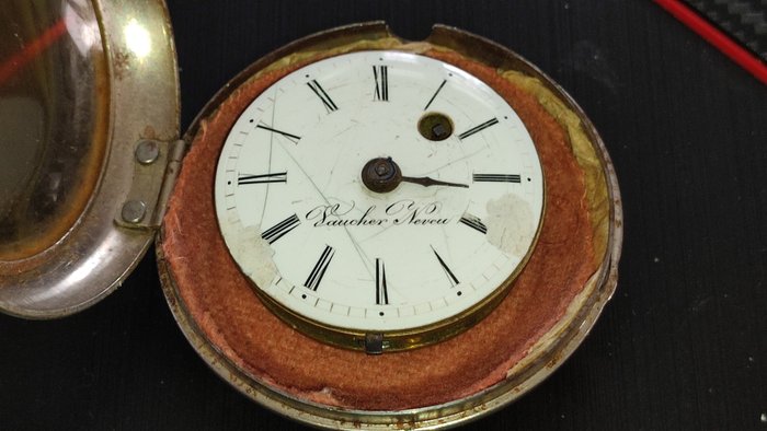 时钟机芯 - Verge Fusee 怀表机芯 法国 18 世纪“NEVEU 优惠券” - Voucher Neveu - 黄铜 - 1750-1800年