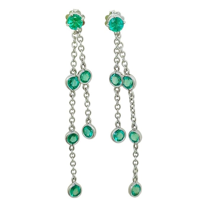 Earrings White gold Emerald 