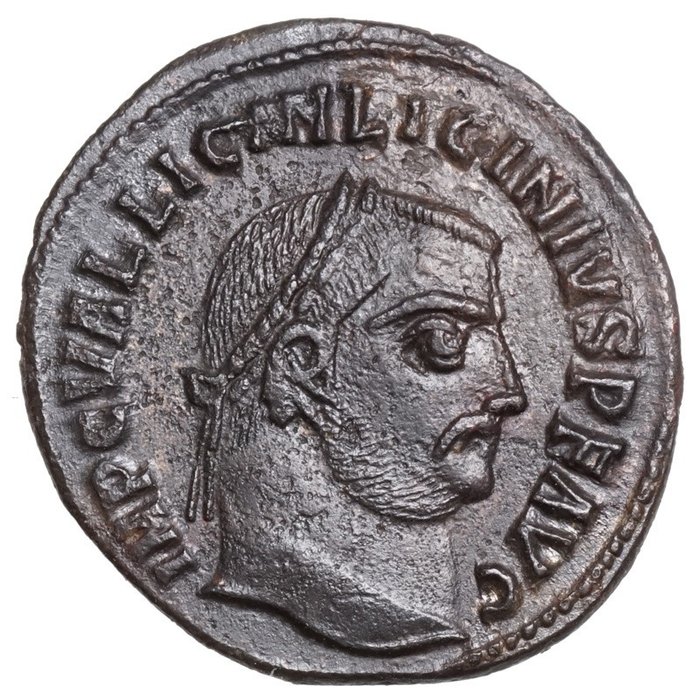 Römisches Reich. Licinius I (308-324 n.u.Z.). Follis Alexandria, JUPITER mit Adler