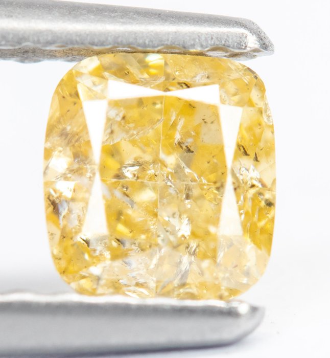 Diamant - 0.50 ct - Natural Fancy Yellow - I2 *NO RESERVE*