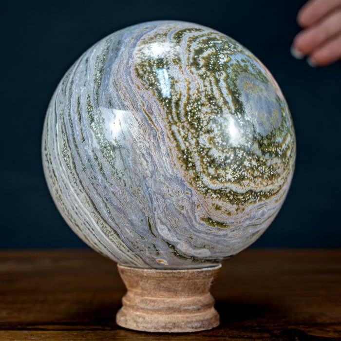 Natural Banded Agate Sphere, Brazil- 1443.16 g
