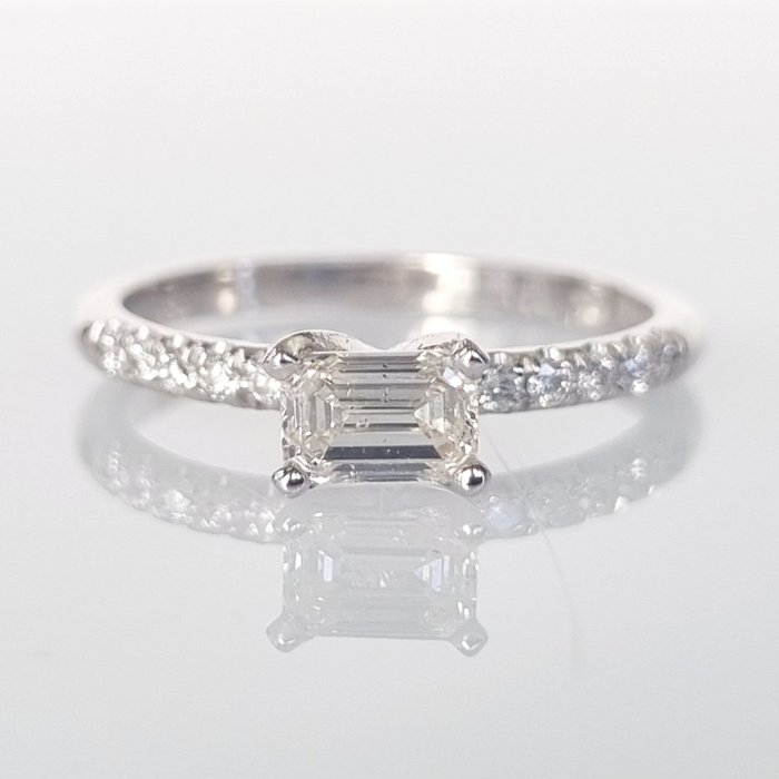 订婚戒指 - 14K包金 白金 -  0.65 tw. 钻石  (天然) - 钻石 