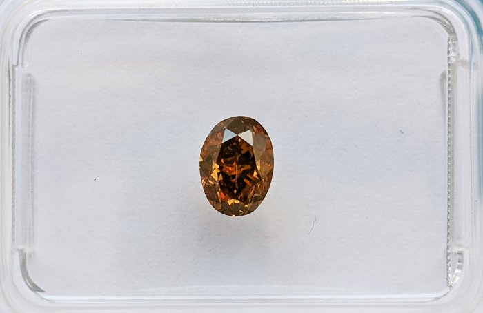 钻石 - 0.57 ct - 椭圆形 - 艳彩橙带黄 - VS1 轻微内含一级, No Reserve Price